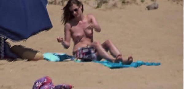  German lady topless at the beach